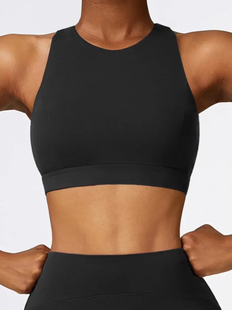 Womens Cut-Out Racerback Sports Bra | Breathable Mesh Back Support | Removable Padding | Ideal for Running, Yoga & Gym Workouts
