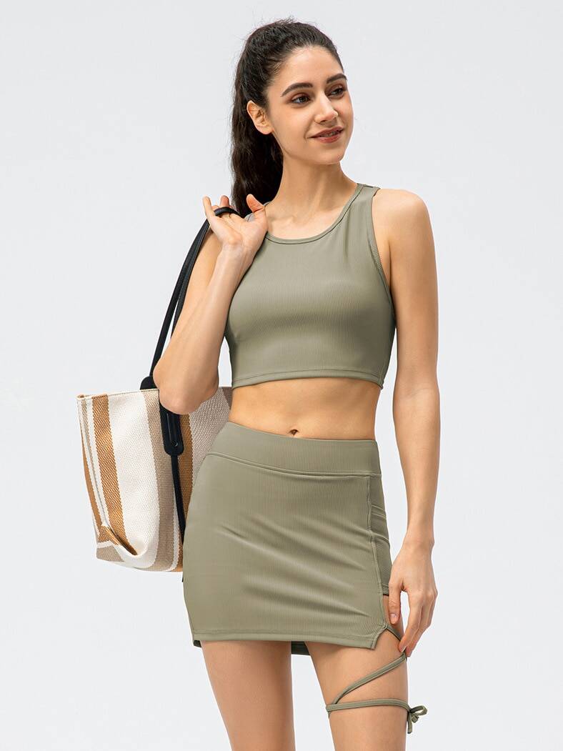 Seductive Strappy Ribbed Tennis Skirt - Flirty & Feminine Athletic Apparel
