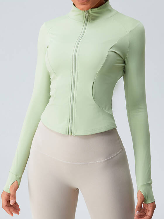 Sensual Stretch Zip-Up Long-Sleeve Yoga Jacket with Convenient Pocket | Athletic Cozy Wear for Women | Perfect for Yoga, Pilates, and Working Out