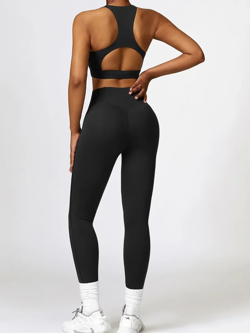 Sexy Cut-Out Racerback Sports Bra & High-Waist Elastic Athletic Leggings - Perfect for Yoga, Running, & Working Out!