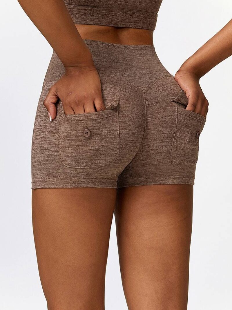 Sexy Scrunch Butt Yoga Shorts with Elastic Waist and Pockets - Stretchy Workout and Exercise Shorts for Women