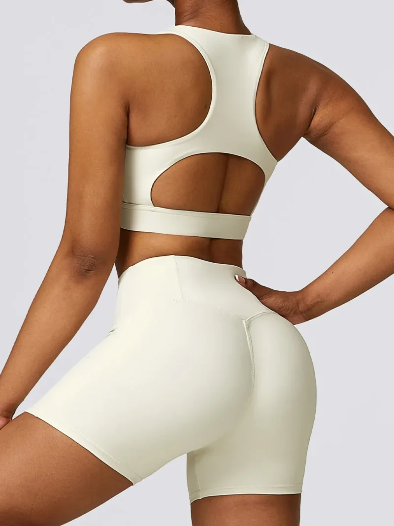 Sculpted Support: Cut-Out Racerback Athletic Bra for Maximum Performance