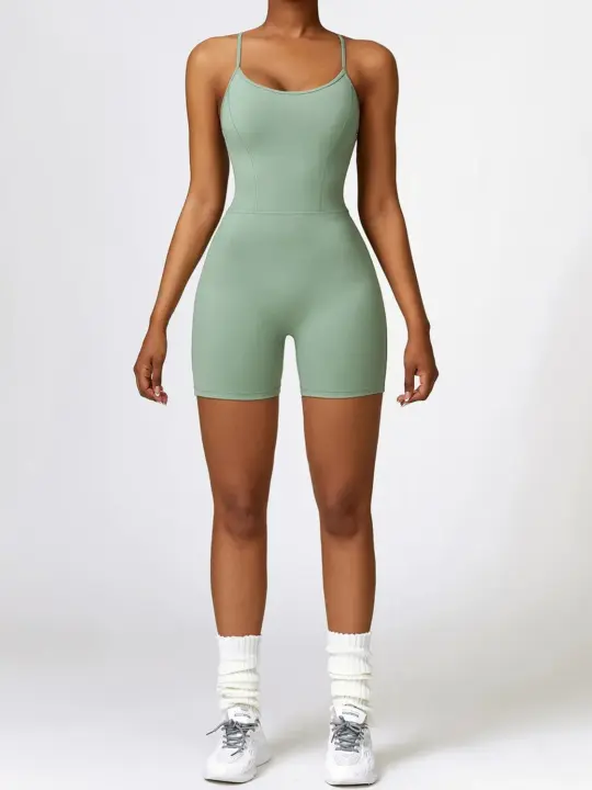 Sleek Backless Yoga Onesie with Thin Straps