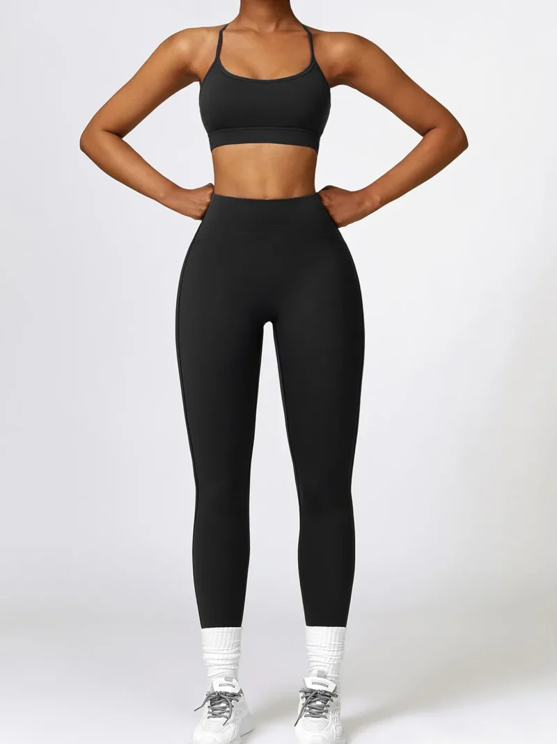 Slim, Sexy Strap Racerback Sports Bra & High-Waist Elastic Athletic Leggings for the Active Woman - Look & Feel Your Best!
