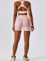 Sporty & Sexy Racerback Sports Bra & High-Waist Scrunch Butt Shorts Set - Perfect for Working Out & Lounging!