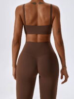 Sporty Sexy Square Neck Push-Up Bra & High-Waist Scrunch Butt Leggings Set - Perfect for Working Out or Lounging Around!
