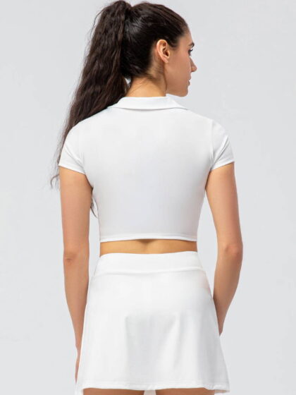 Sporty Spice: Ladies Golf Tennis Cropped Shirt & High-Rise Skirt Set - Look Hot on the Course!