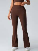 Stretchy High-Rise Bootcut Ribbed Knit Yoga Leggings - Flaunt Your Style!