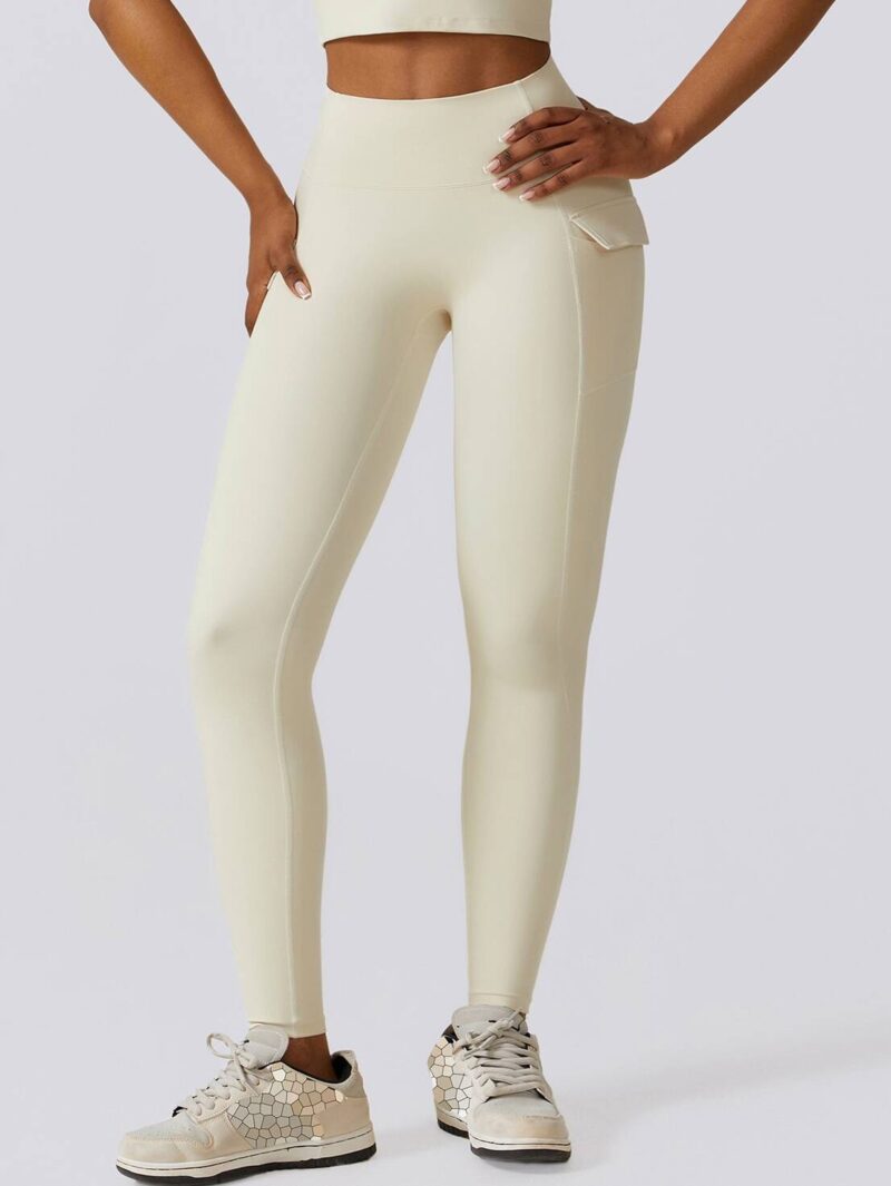 Stylish High-Rise Yoga Leggings with Slimming Tummy Control & Convenient Pockets