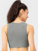 Sultry Spirals: Round Neck Cropped Yoga Tee with a Twist