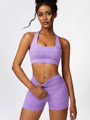 Two-Piece Activewear Set: Sports Bra and Scrunch Butt Yoga Shorts for Women