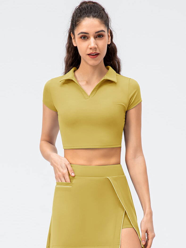Womens Activewear Set: Golf Tennis Cropped Top & High Waisted Skirt for Ladies - Flaunt Your Style on the Course!