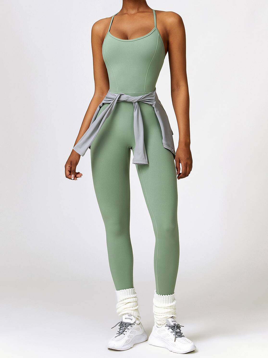 Women Athleisure Fitness Bodysuit Backless One Piece Yoga Jumpsuit