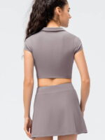 Womens Golf & Tennis Outfit Set: Stylish Crop Top & Flattering High Waisted Skirt for Sporty Style