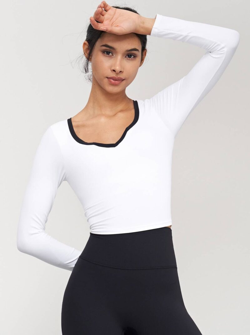 Womens Long-Sleeve V-Neck Soft Stretchy Yoga T-Shirts | Comfortable & Breathable Activewear Tops