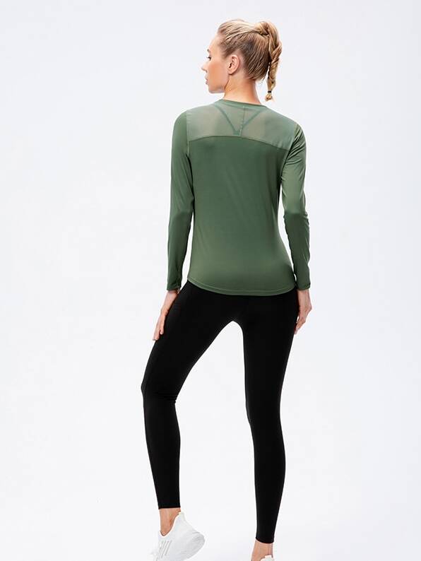 Womens Mesh Long Sleeve Yoga Top - Soft and Sexy Workout Shirt - Stretchy and Breathable Activewear for Women - Form-Fitting Gym Apparel - Perfect for Yoga, Pilates and Other Fitness Activities