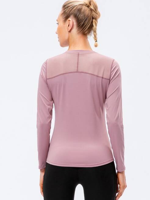 Womens Sexy Mesh Long Sleeve Yoga Tops - Stretchy & Breathable for Workouts & Exercise