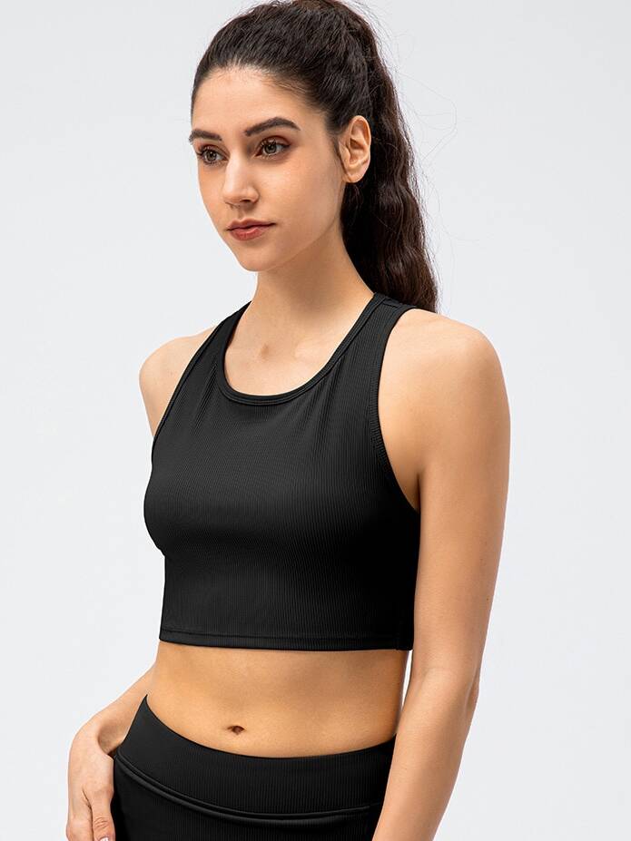 Womens Sexy Ribbed Racerback Tennis Cropped Tank Top - Flaunt Your Feminine Figure on the Court!