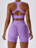 Womens Sporty & Stylish Racerback Sports Bra & High-Waist Scrunch Butt Shorts Set - Perfect for Working Out & Everyday Wear