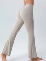 Yoga Pants with High-Waisted Flared Bottoms & Scrunchy Accents - Sexy, Stylish & Comfortable!