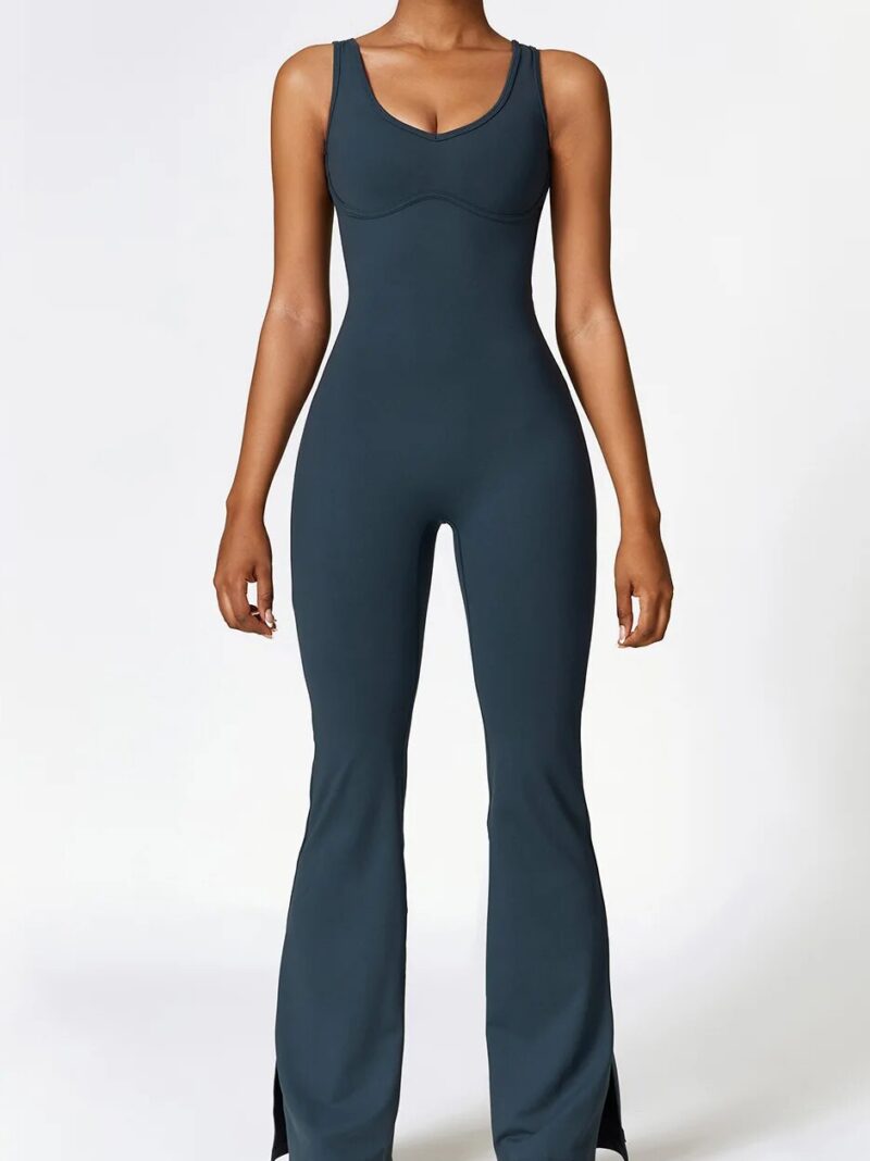 Backless Bell-Bottom Yoga Jumpsuit - Stylish Stretchy Comfort for Yoga & Beyond!
