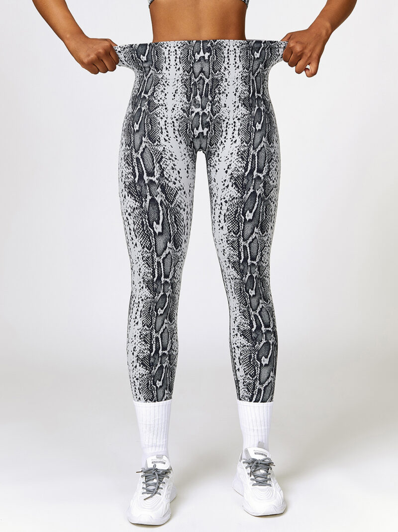 Fashion-Forward Snake Skin High-Waisted Yoga Pants | Slim-Fit Stretchy Printed Leggings
