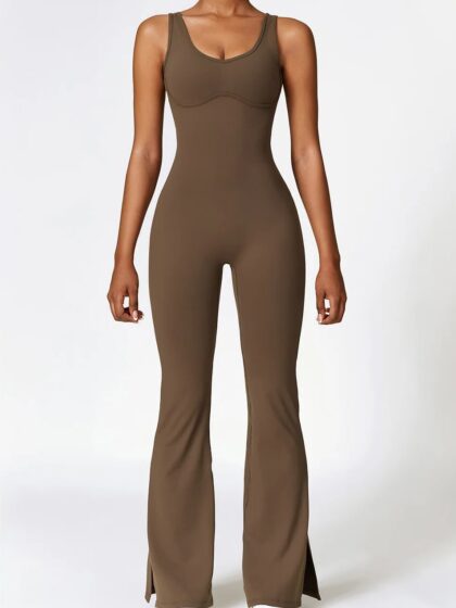 Flaunt Your Curves in a Sexy Backless Bell Bottom Yoga Jumpsuit