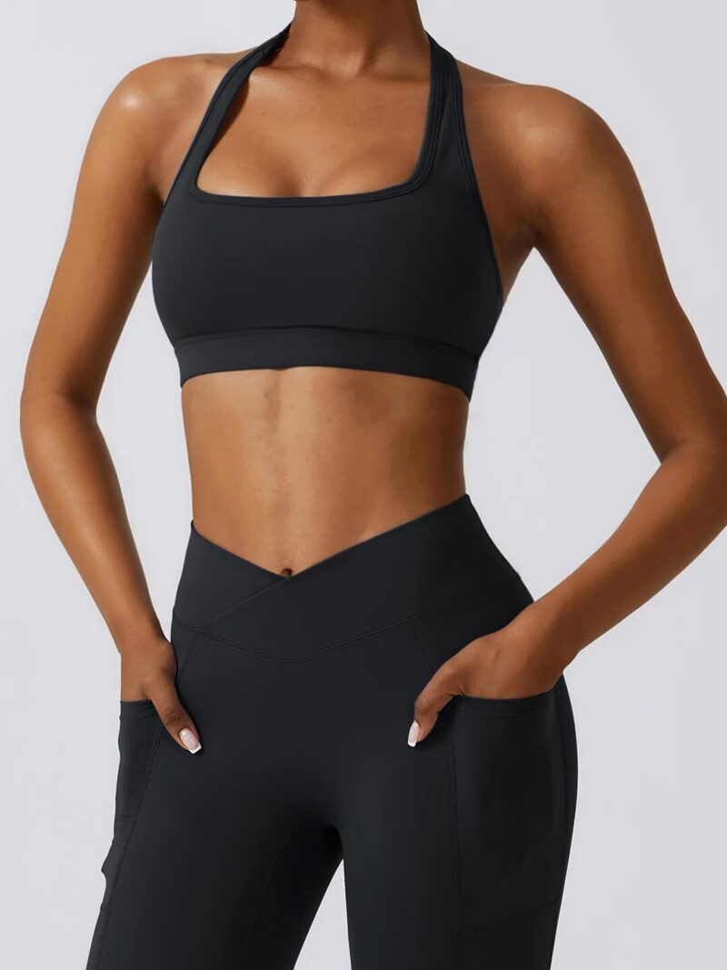 Halter Neck Backless Push-Up Sports Bra - High Impact Support & Enhancements for an Active Lifestyle