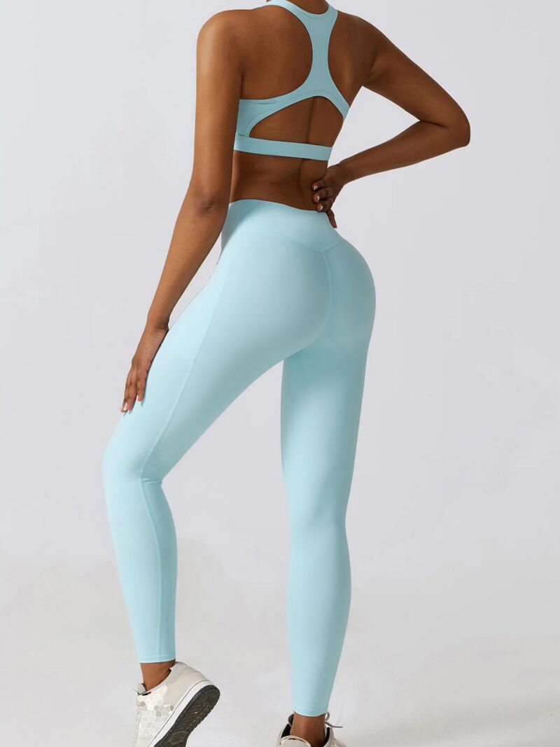 Look & Feel Your Best: Racerback Sports Bra & V-Waist Scrunch Butt Leggings Set for Women - Perfect for Working Out or Everyday Wear