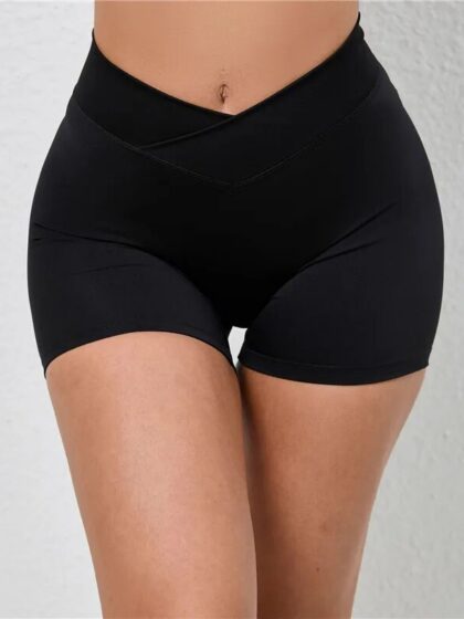 Seductive Scrunch Butt Yoga Shorts with Crossed Waistband - Flaunt Your Booty in Style!