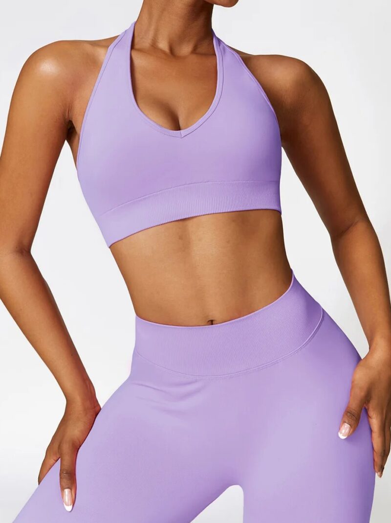 Sensational Halter Neck High-Impact Sports Bra: Unbeatable Support and Comfort for Intense Workouts!