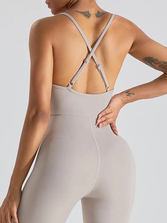 Sensual Cross-Backless One-Piece Stretchy Yoga Suit - Perfect for Flexibility and Comfort!