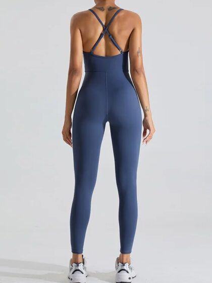 Sensuous Cross-Backless One-Piece Yoga Outfit - Perfect for Getting Your Zen On!