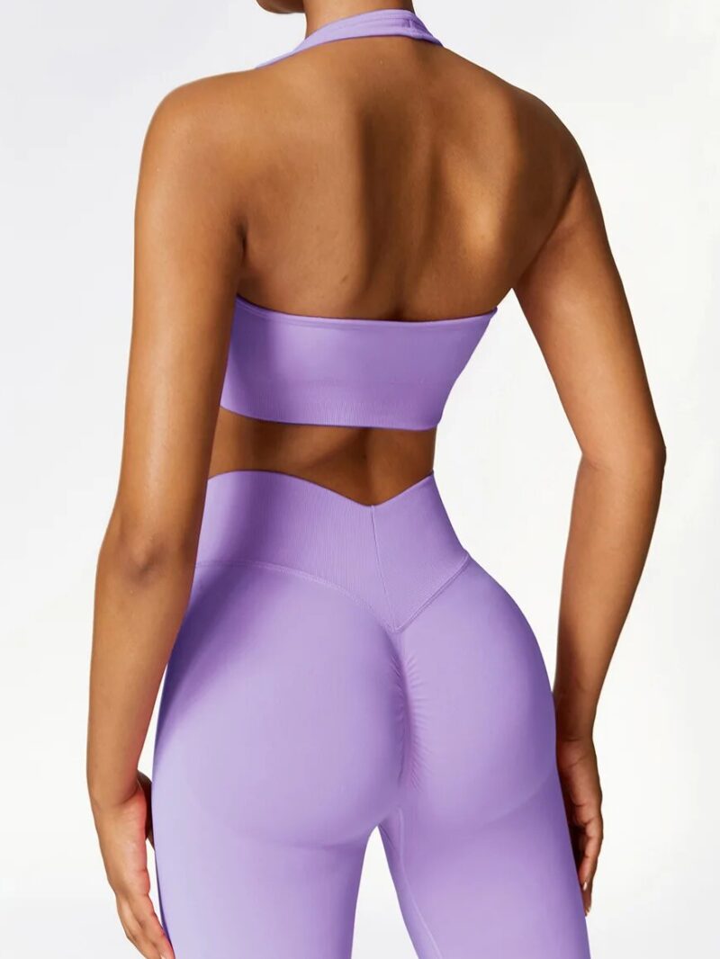Sizzle in Style: Halter Neck High-Impact Sports Bra & High-Waisted Booty-Lifting Scrunch Butt Leggings Set