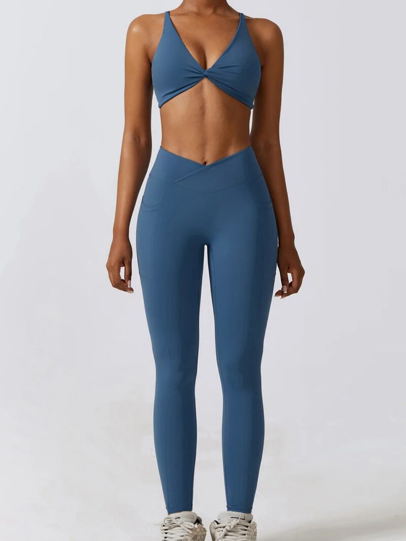 Sultry Racerback Cut-Out Sports Bra & V-Waist Scrunch Butt Leggings Set - Perfect for Working Out and Turning Heads!