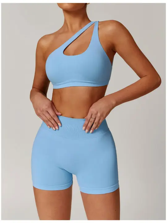 Effortlessly Chic: One Shoulder Seamless Sports Bra for Women - Push Up, Shockproof, and Sexy for Yoga, Fitness, and Running