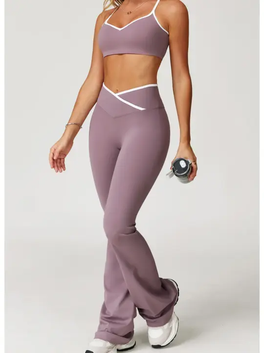Unleash Your Inner Goddess: 2-Piece Yoga Set for Women - High Waist Bell-Bottoms, Racy Sportswear, Gym Clothing, and Sexy Fitness - BTA Sports Suit