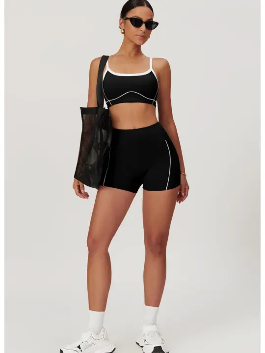 Seamless Yoga Shorts Set – Sculpting Crop Bra & High-Waist Gym Shorts for Women