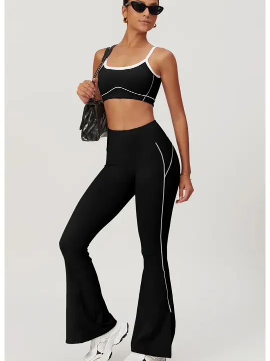 Sculpting Yoga Co-ord Set – Seamless Flare Leggings & Stretch Bra for Women | Soft, Breathable, Performance Fit