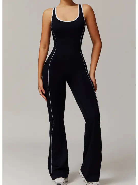 Seamless Open-Back Yoga Jumpsuit High-Stretch Fitness Romper for Women