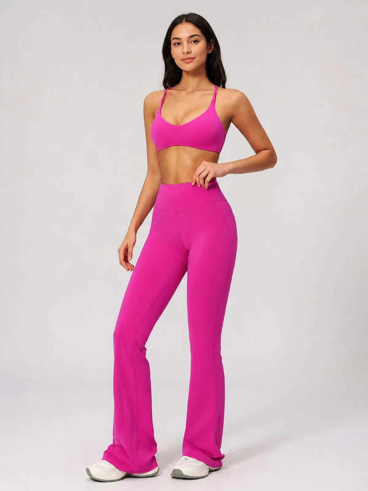 Aubergine Arc Cross-Back Scoop-Neck Sports Bra — magenta — general — authoritative variation match